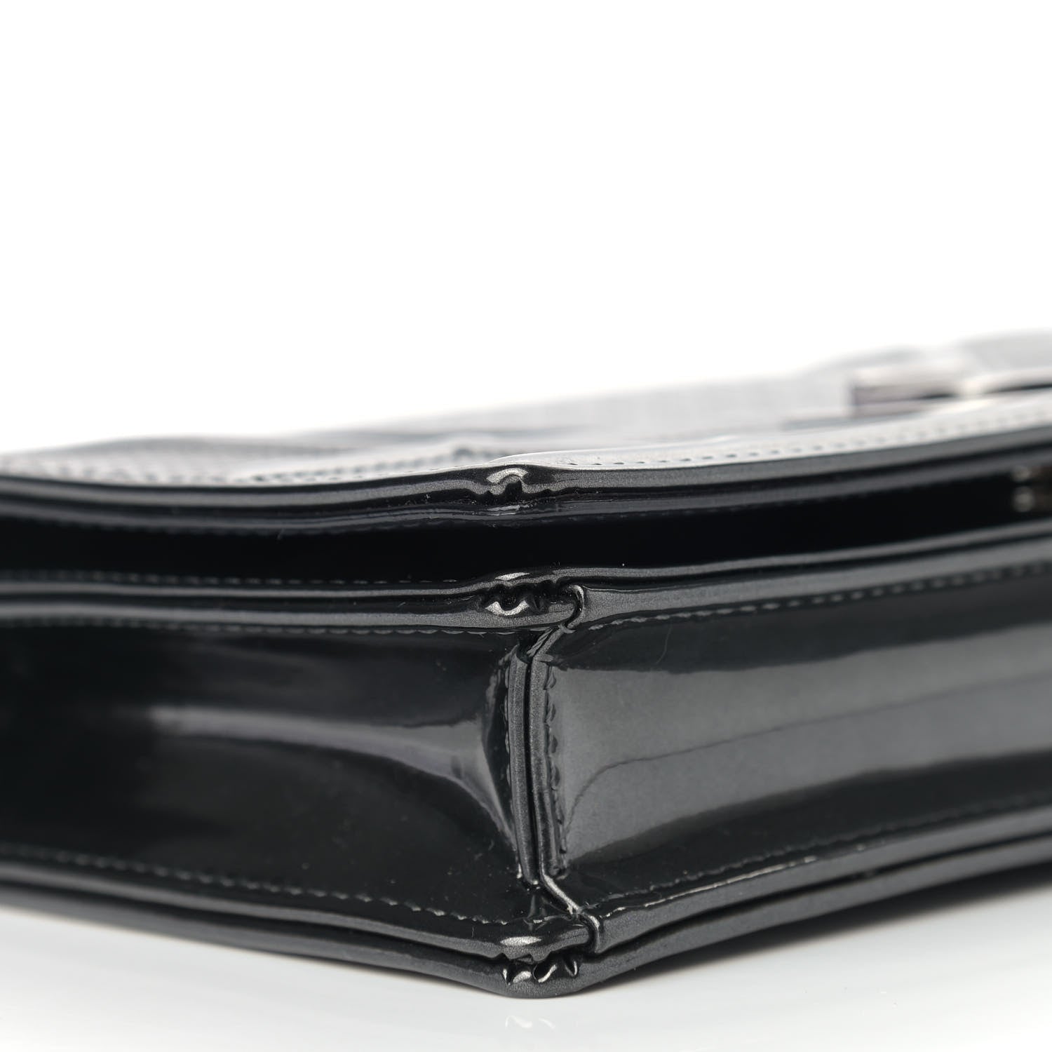 Christian Dior Metallic Patent Micro-Cannage Diorama Wallet on Chain Pouch Onyx Black 10 of 11
