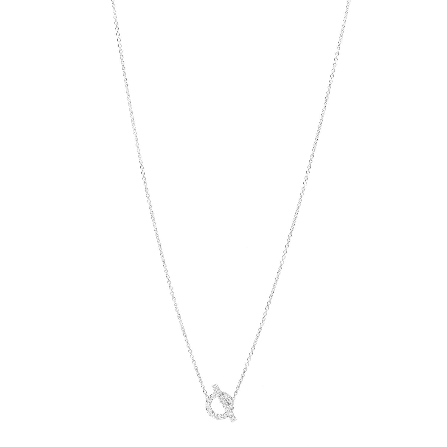 Hermes 18K White Gold Diamond Finesse Pendant Necklace 1 of 6