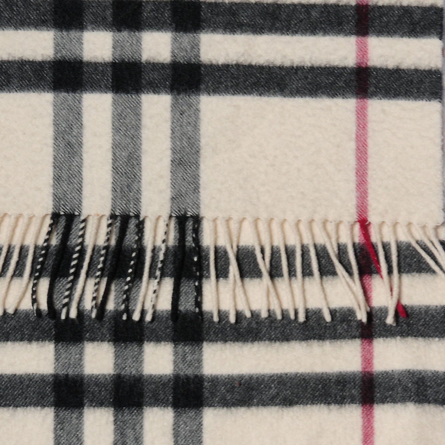 Burberry Cashmere Giant Check Fringe Scarf Ivory 6 of 6