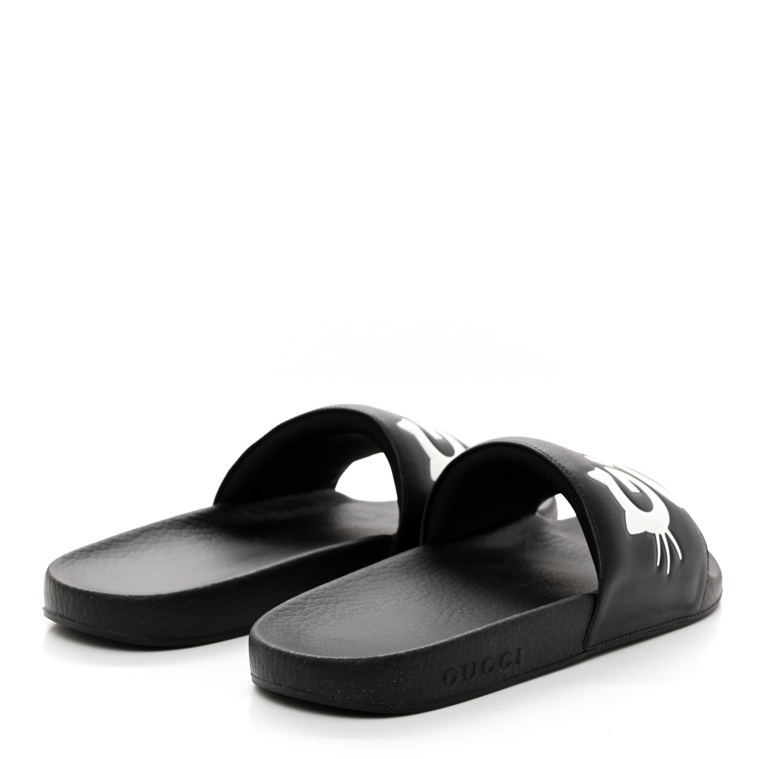 Gucci Nappa Cat Logo Womens Pursuit Slide Sandals 40 Black 4 of 10