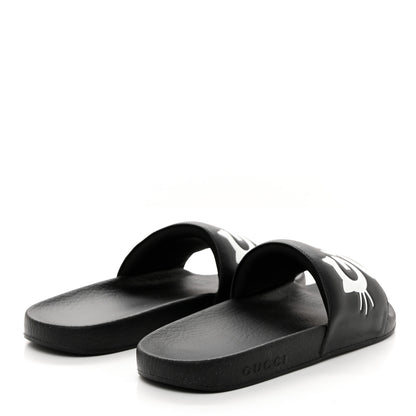 Gucci Nappa Cat Logo Womens Pursuit Slide Sandals 40 Black 4 of 10