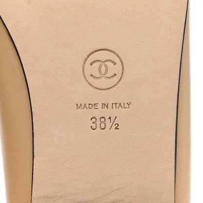 Chanel Lambskin Cap Toe Ballerina Flats 38.5 Beige Black 8 of 9