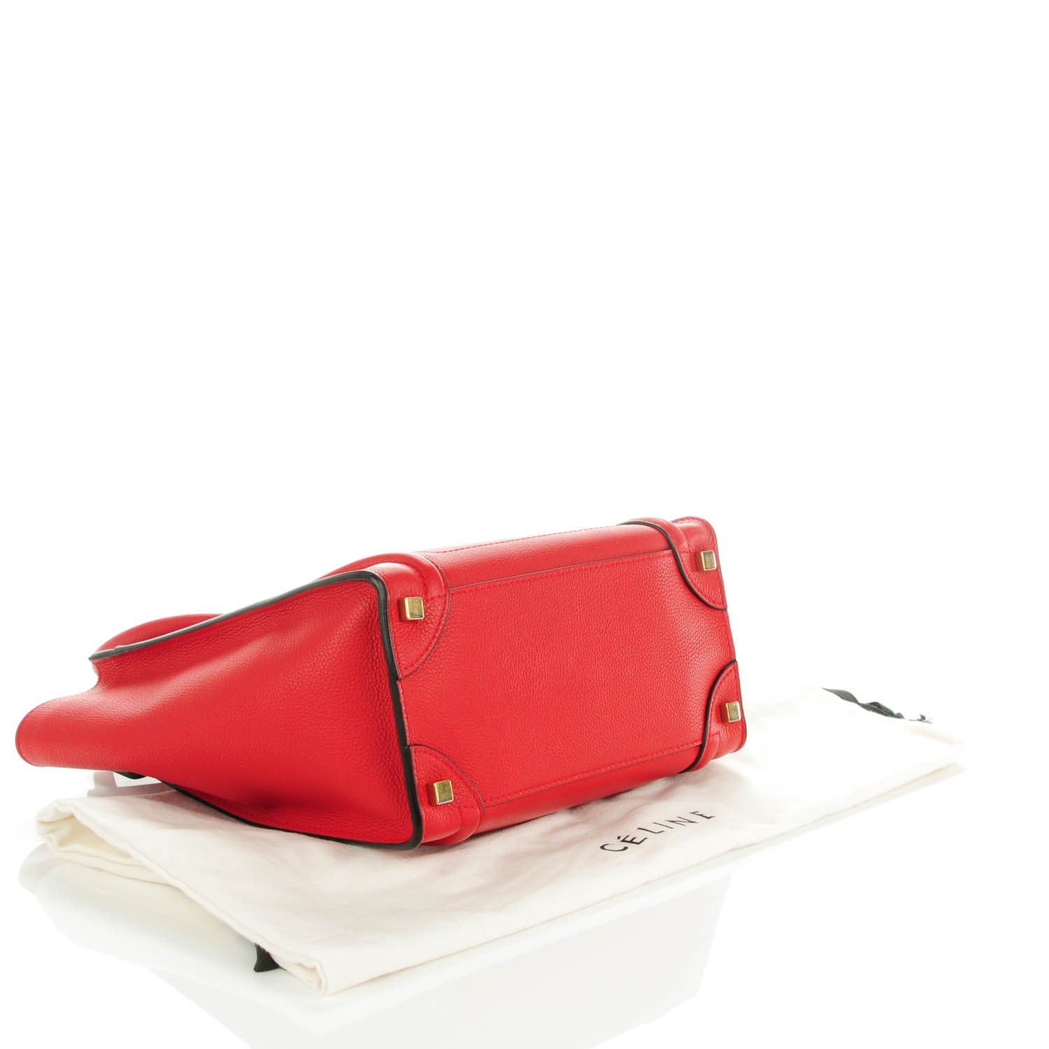 Celine Drummed Calfskin Micro Luggage Coquelicot 4 of 7