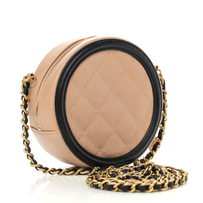Chanel Caviar Quilted Round Filigree Crossbody Beige Black 3 of 10