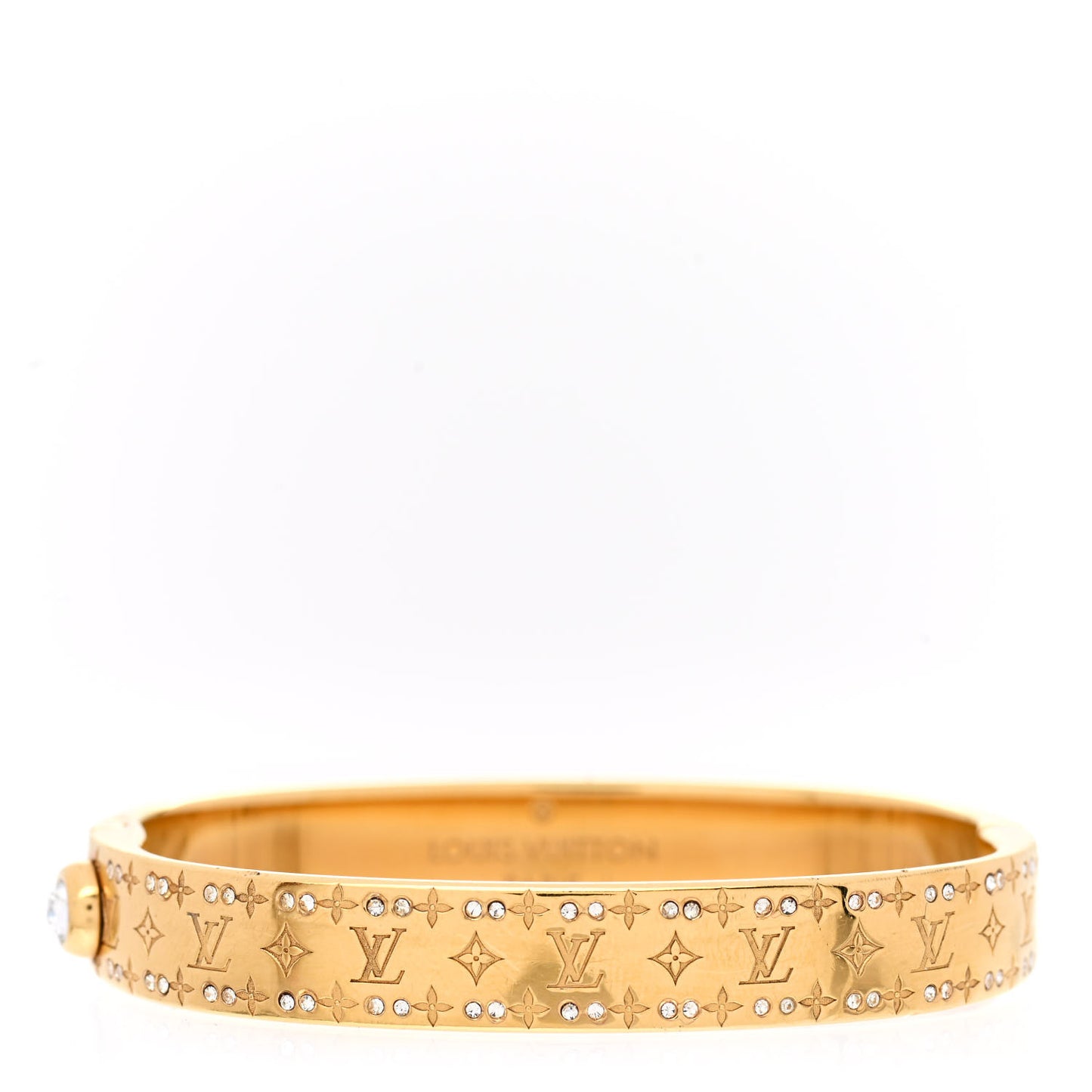 Brass Crystal Monogram Nanogram Strass Cuff S Gold
