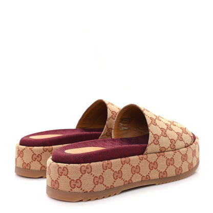 Gucci Canvas GG Monogram Angelina Platform Slide Sandals 40 Beige Ruggine 5 of 9