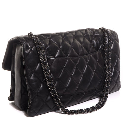 Chanel Lambskin Quilted Maxi 3 Flap Black 3 of 8