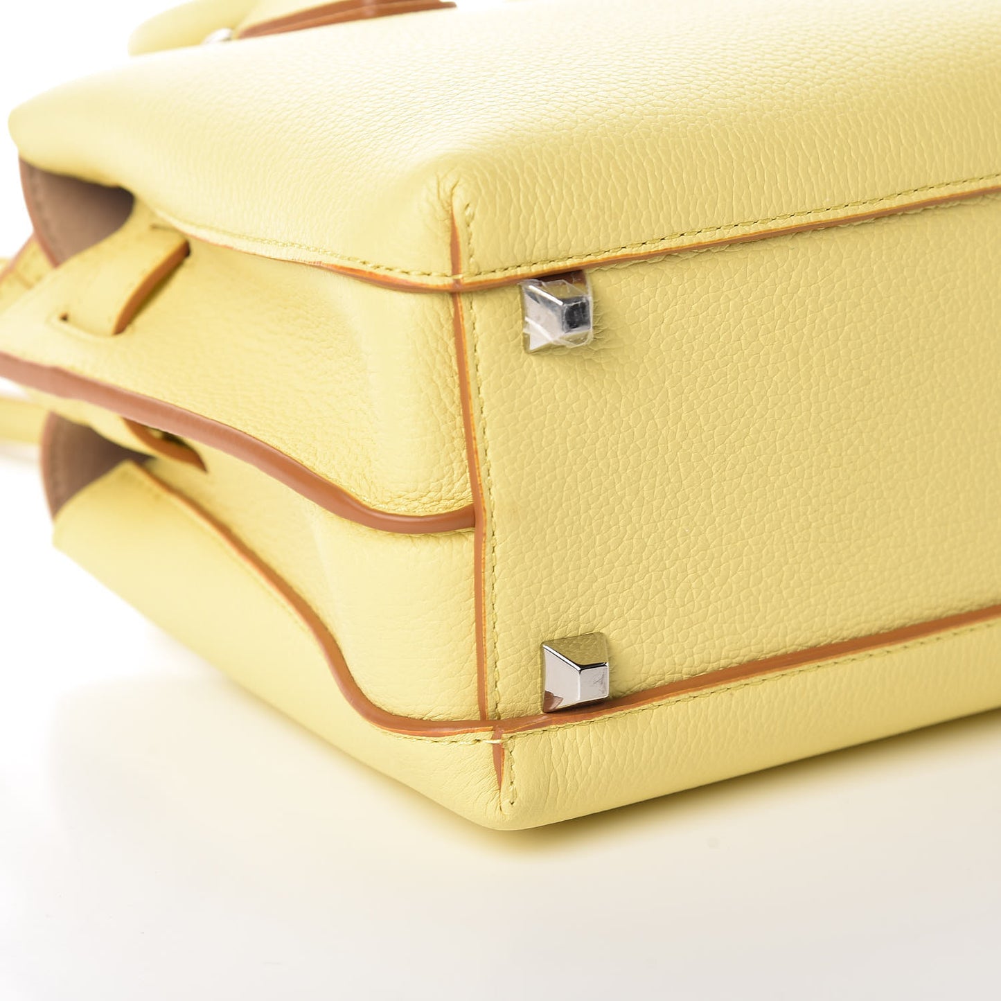 Grained Calfskin Mini Milla Tote Custard Yellow