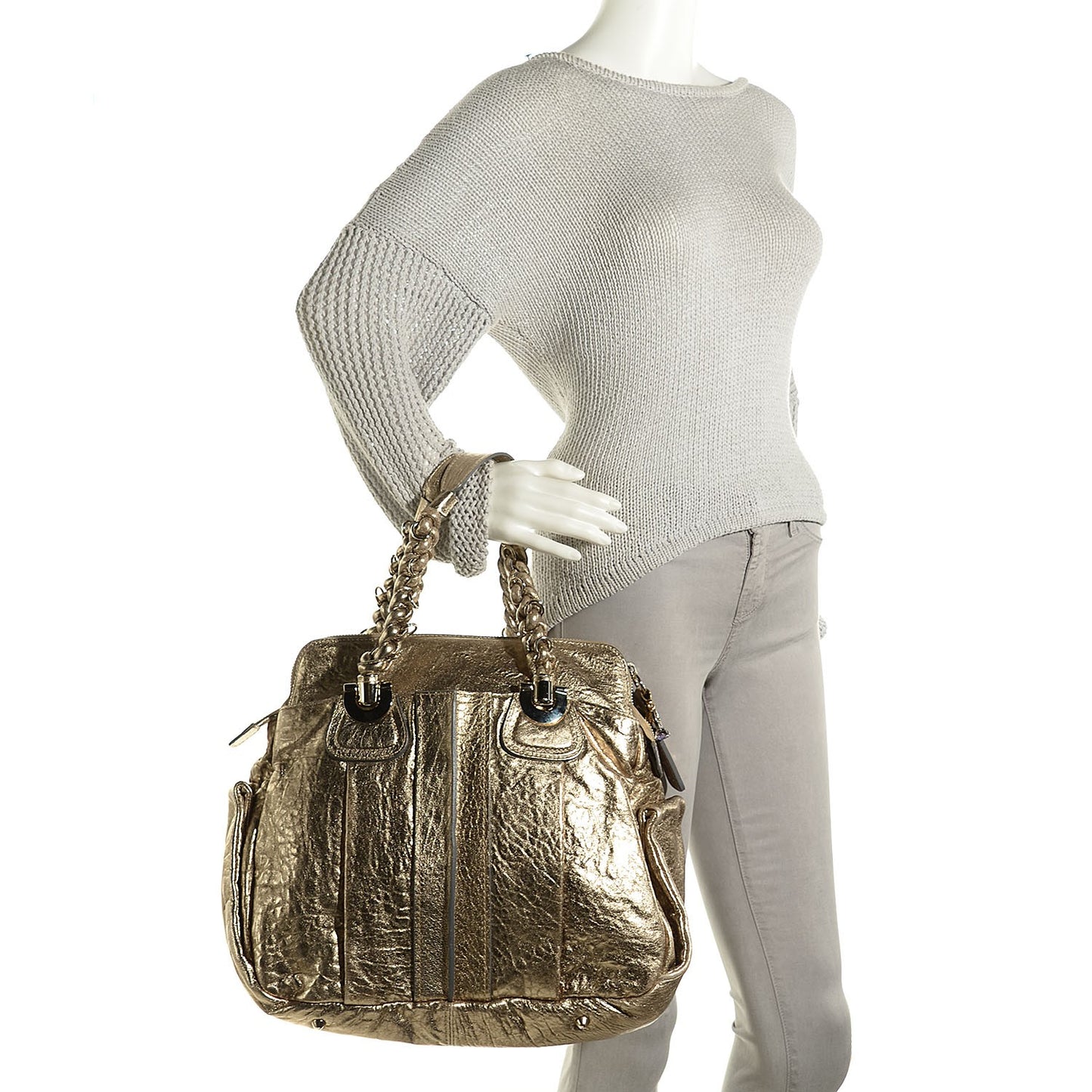 Lambskin Heloise Satchel Metallic