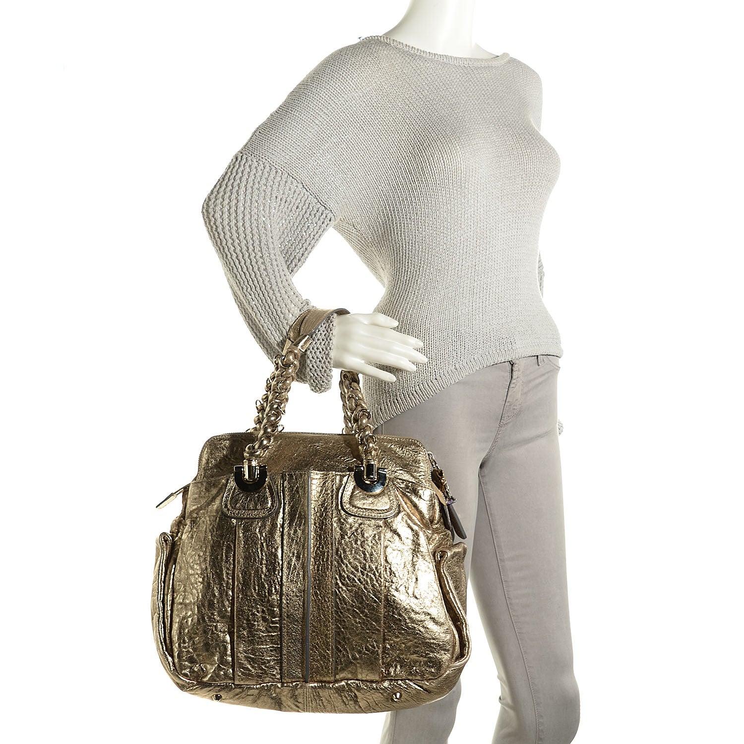 Chloe Lambskin Heloise Satchel Metallic 2 of 8