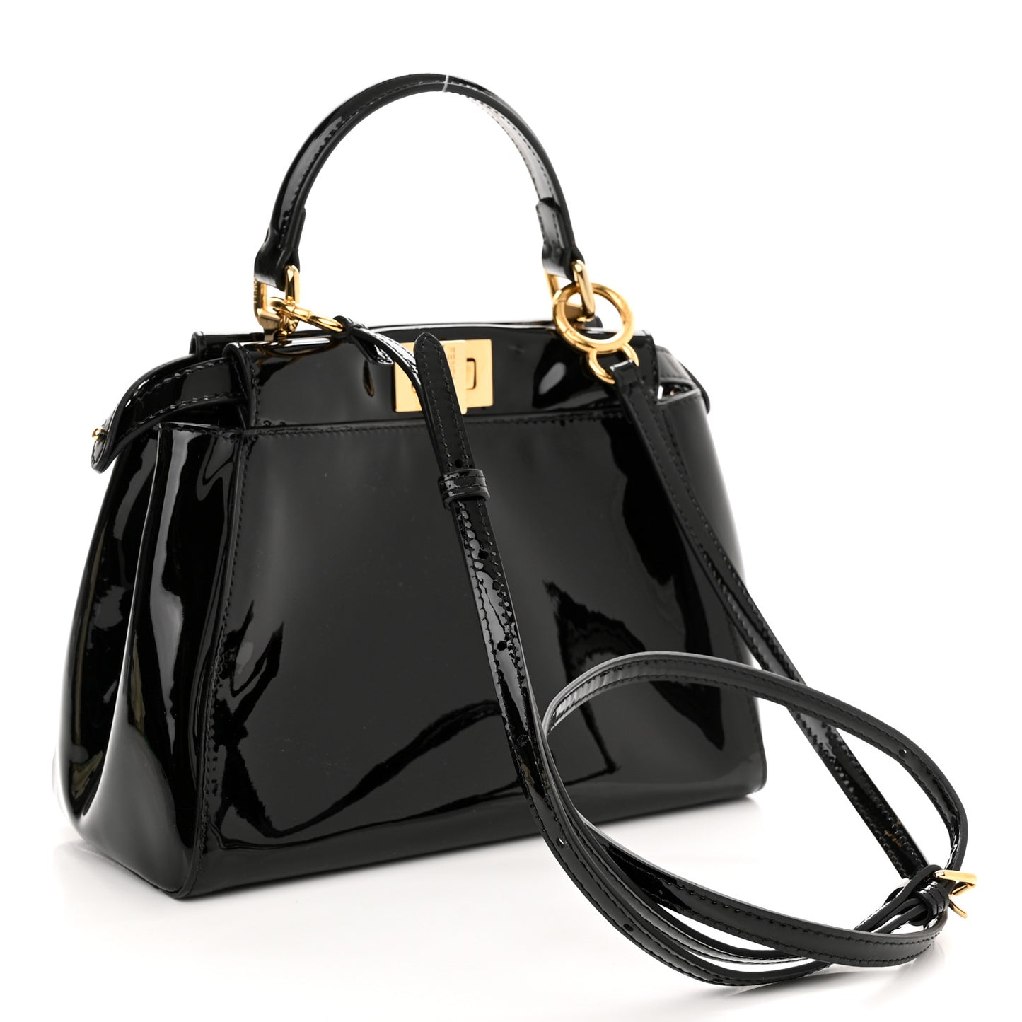 Vitello Vernice Mou Mini Peekaboo Iconic Satchel Black