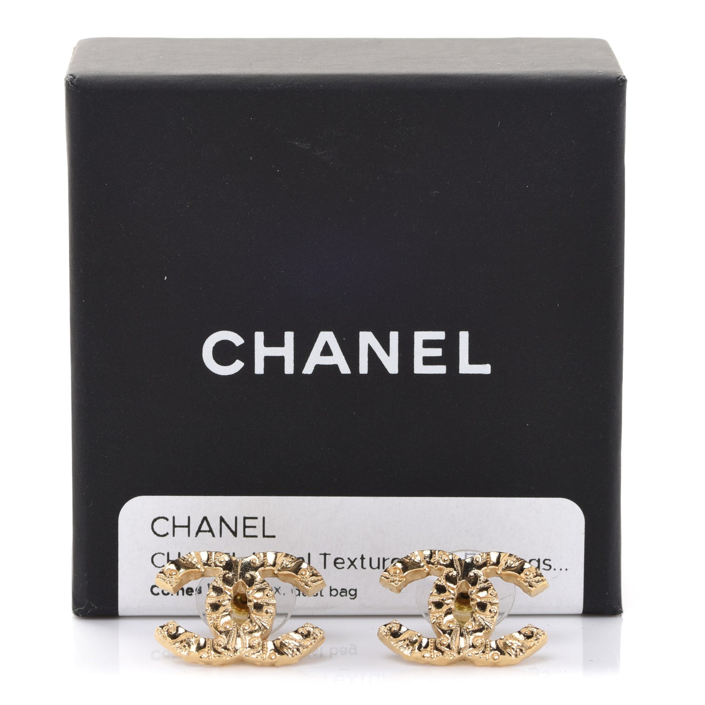 Metal Textured CC Earrings Gold