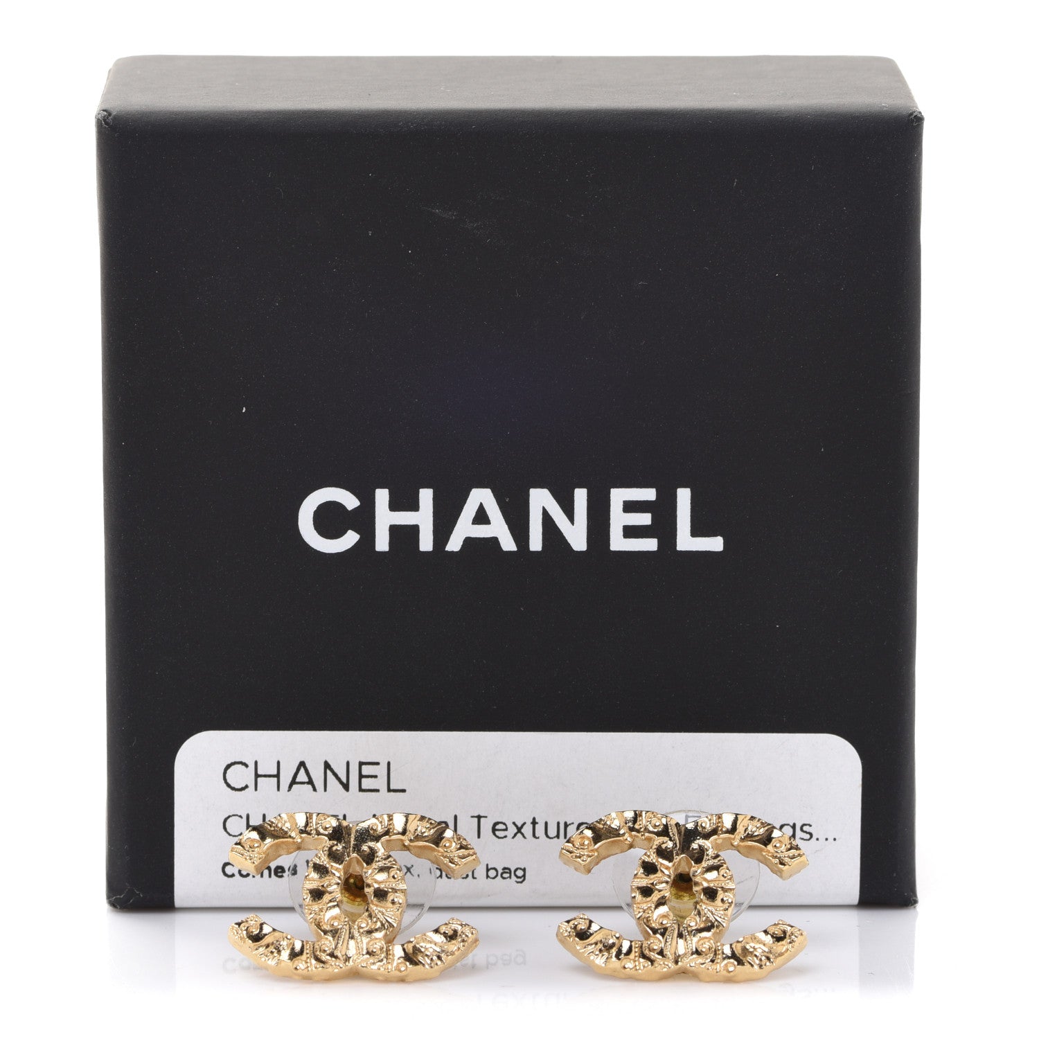 Chanel Metal Textured CC Earrings Gold 5 of 5