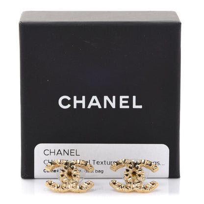 Chanel Metal Textured CC Earrings Gold 5 of 5
