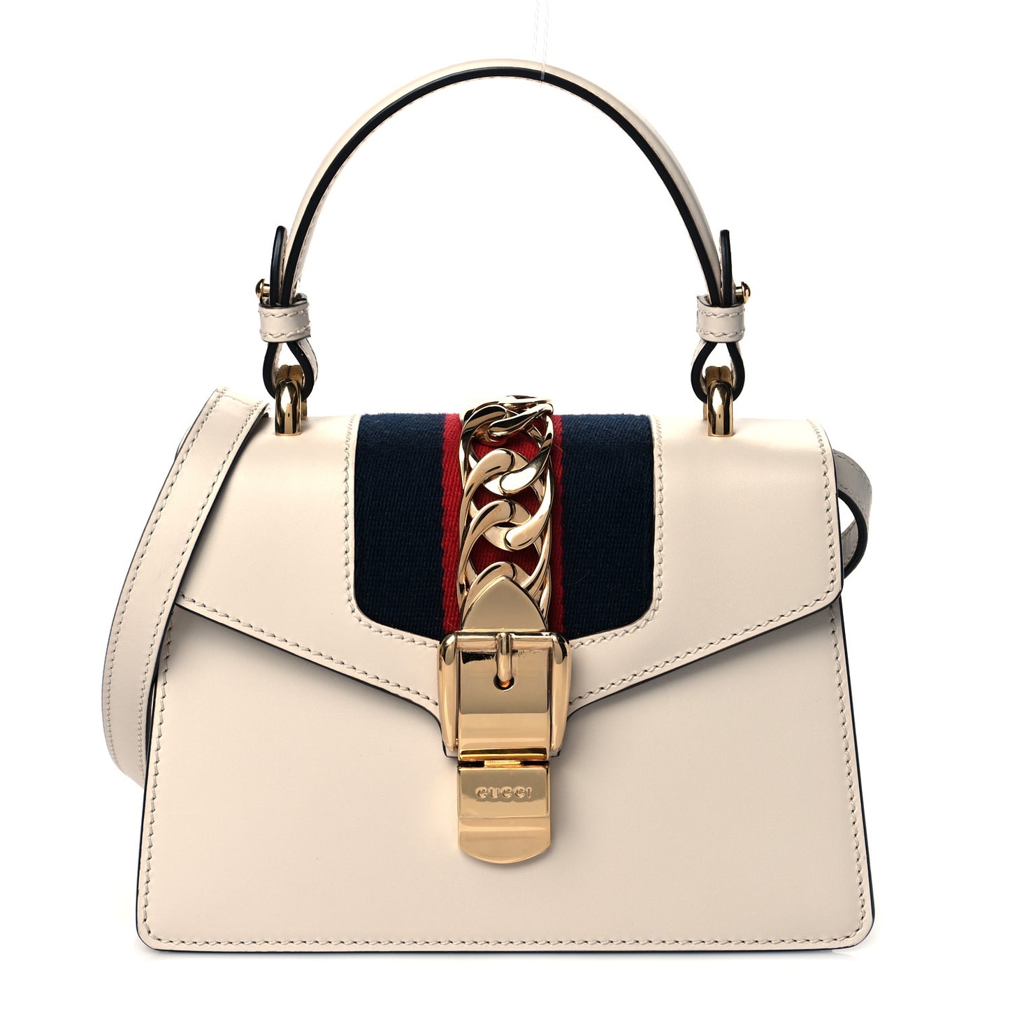 Calfskin Mini Sylvie Top Handle Bag White