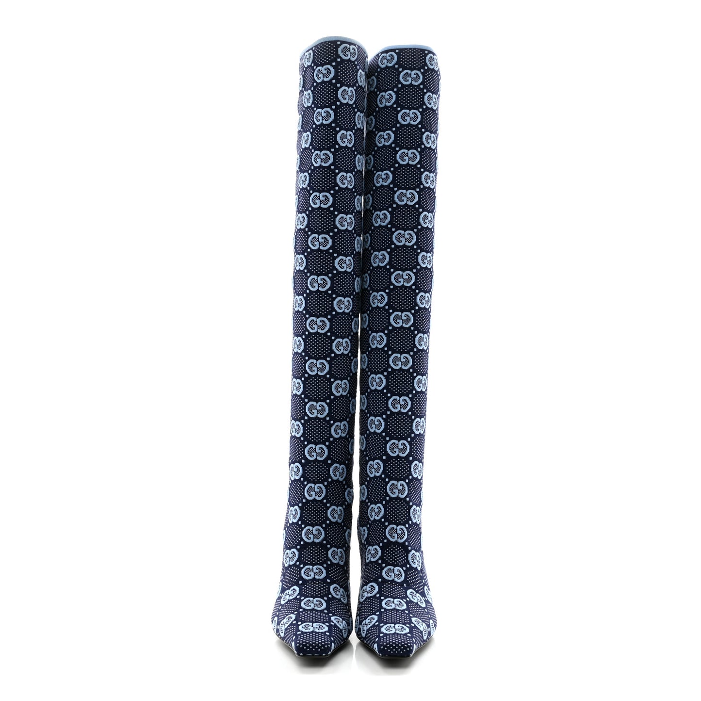 GG Jersey Knee High Boots 38 Blue Clear Sky Blue