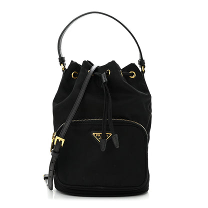 Prada Saffiano Tessuto Nylon Mini Bucket Crossbody Bag Black 1 of 11