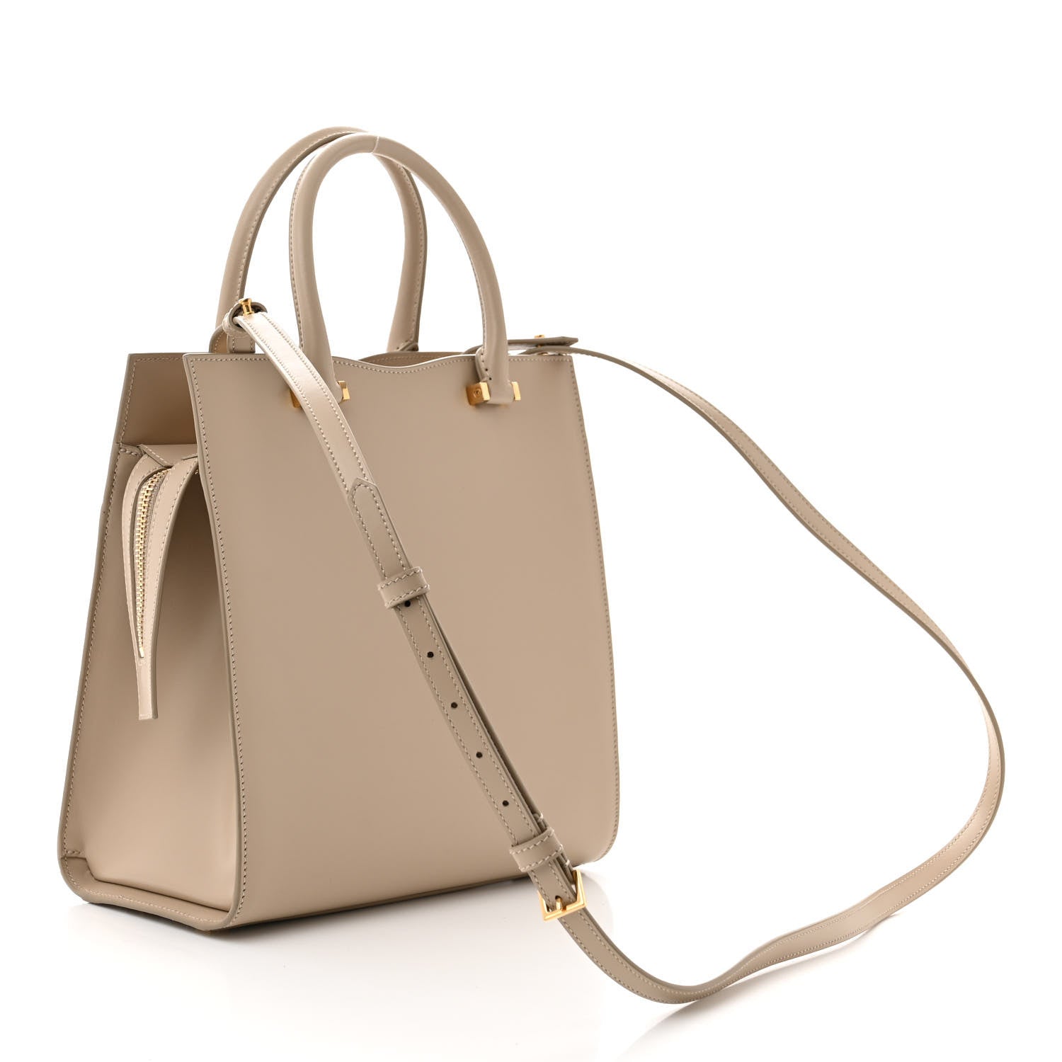 Saint Laurent Shiny Calfskin Small Uptown Tote Sea Salt 3 of 11