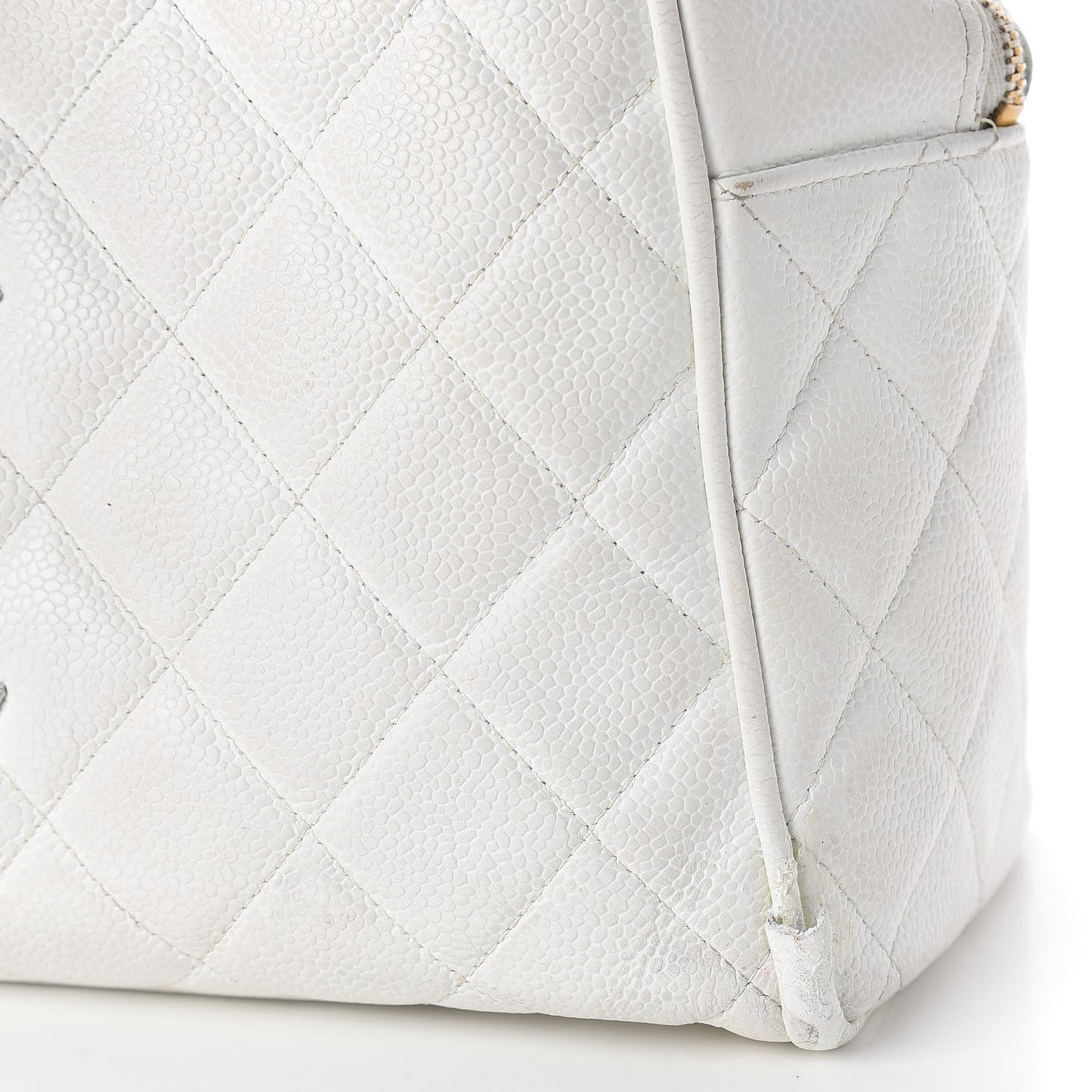 Caviar Quilted Large Bowler White