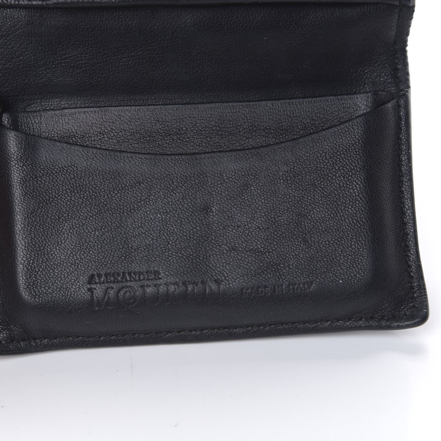 Alexander McQueen Embossed Calfskin Rib Cage Bi Fold Card Holder Black 8 of 8