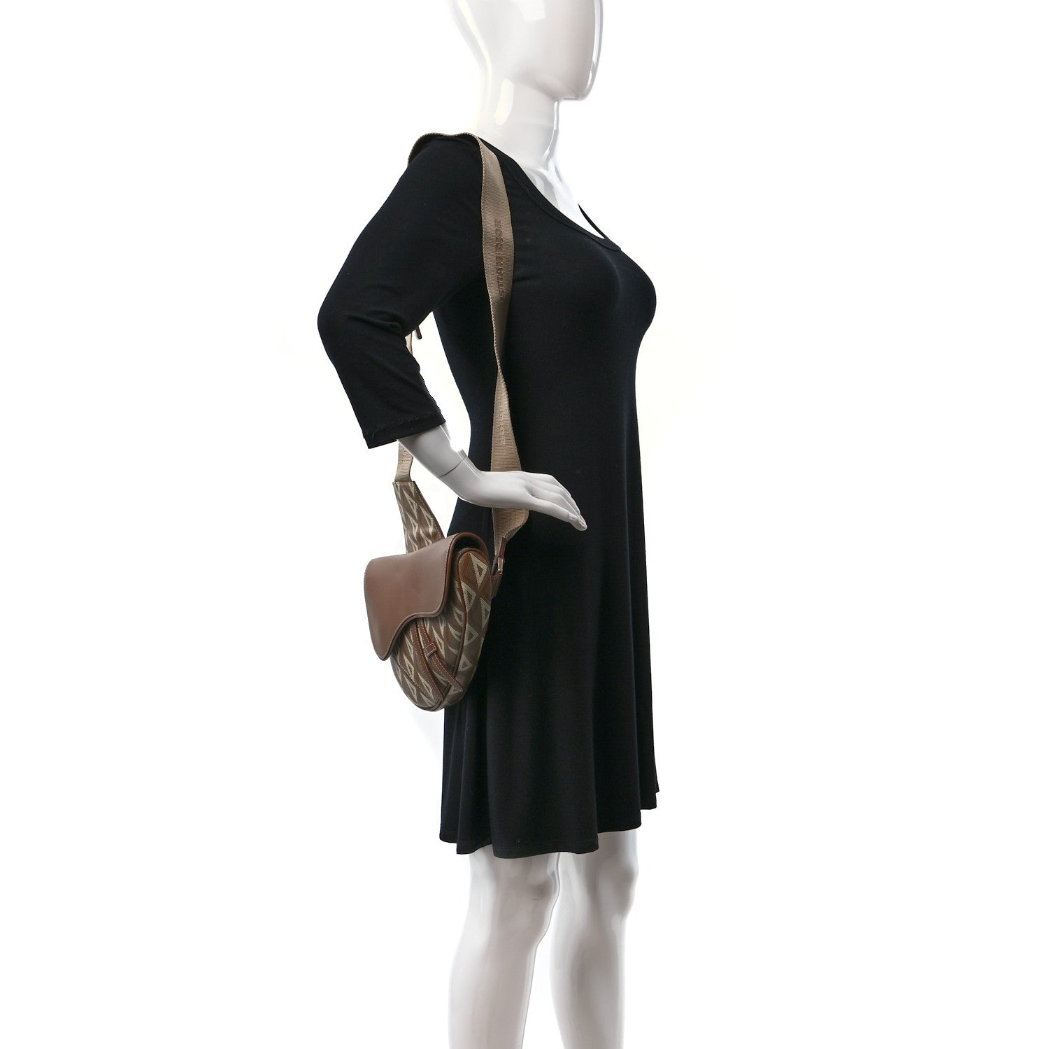 Christian Dior Coated Canvas CD Diamond Printed Mens Saddle Bag Coffee 2 of 8