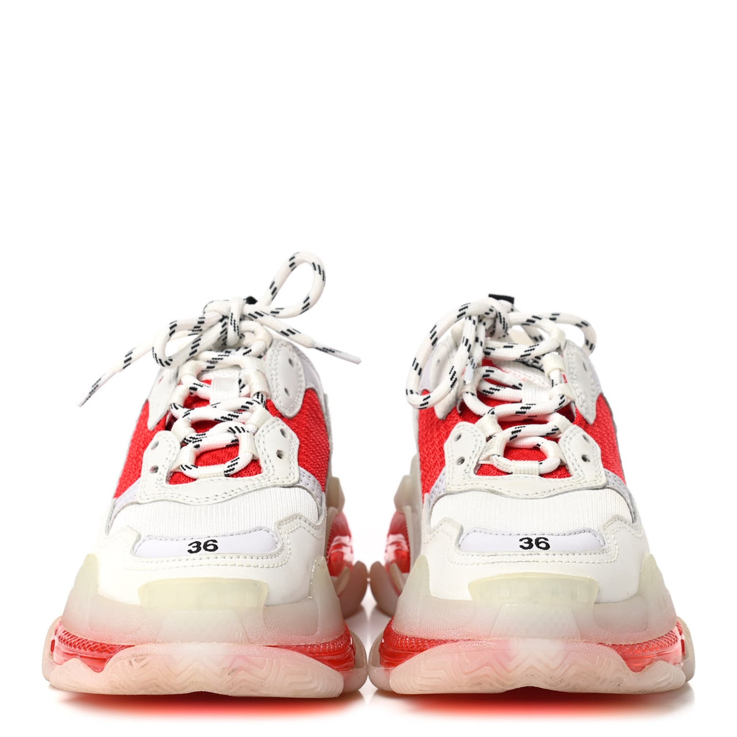 Fabric Mesh Clear Sole Womens Triple S Sneakers 36 White Red