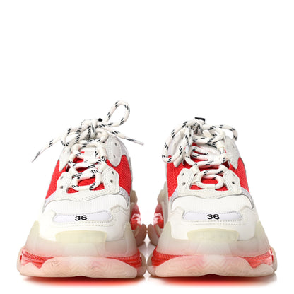 Balenciaga Fabric Mesh Clear Sole Womens Triple S Sneakers 36 White Red 2 of 8
