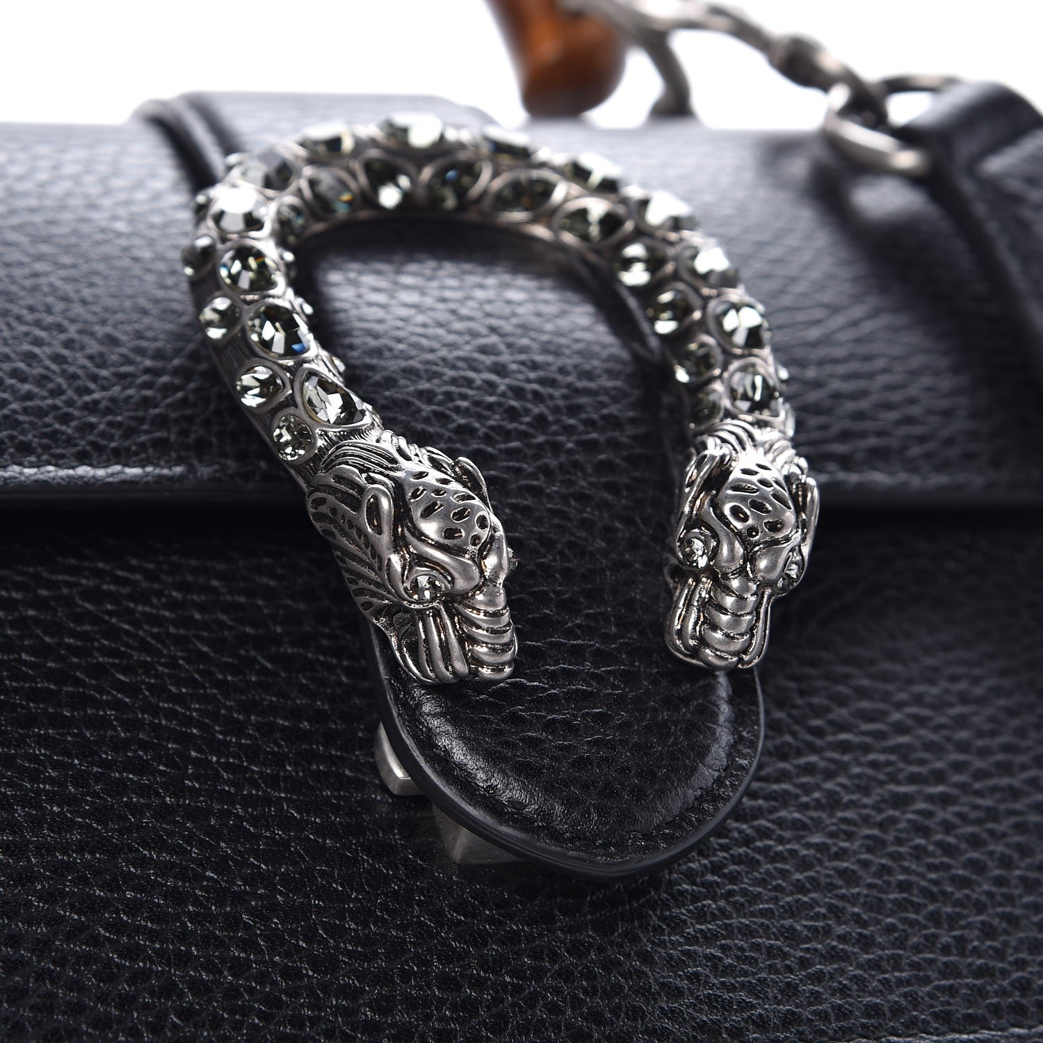 Gucci Dollar Calfskin Crystal Web Mini Dionysus Bamboo Top Handle Bag Black Black Diamond 8 of 8