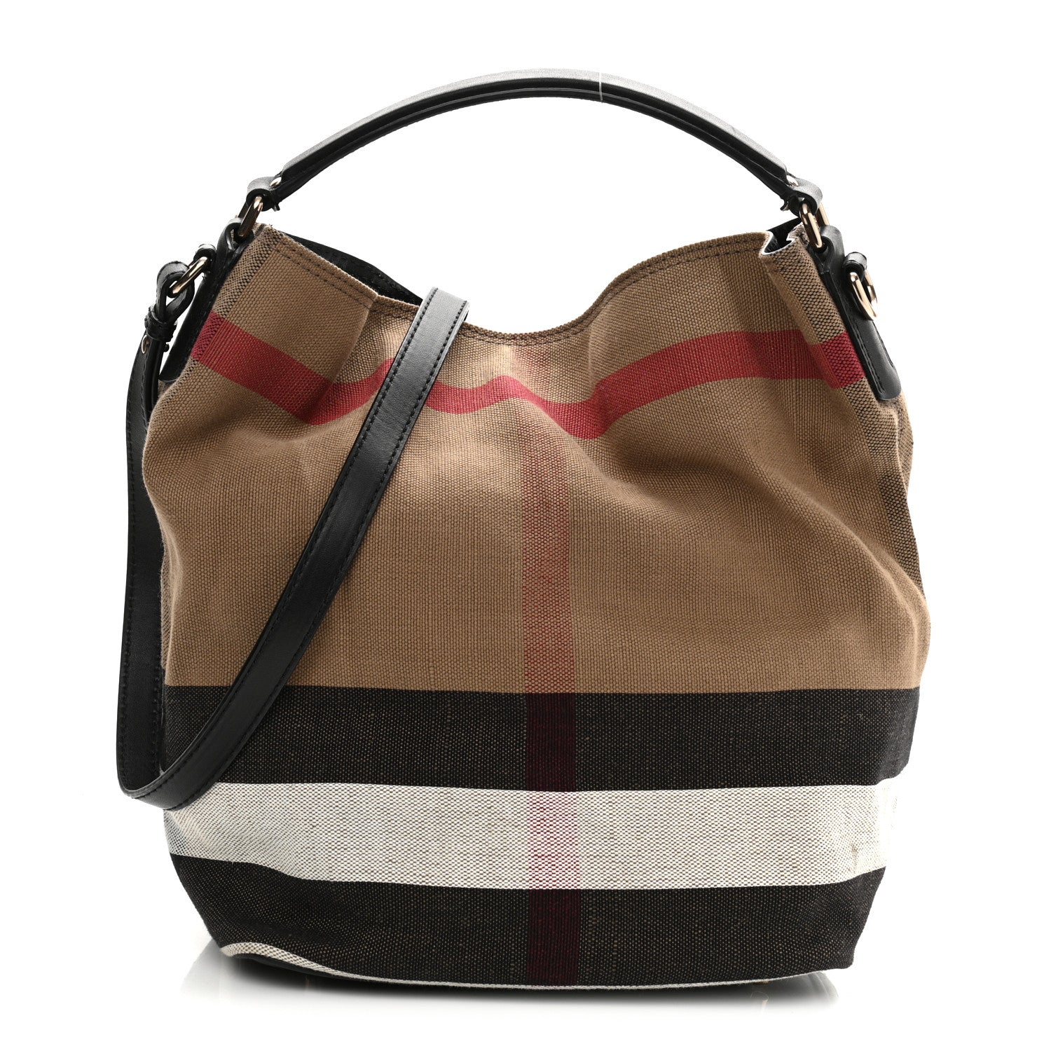 Burberry Canvas Mega Check Medium Ashby Hobo Black 3 of 11