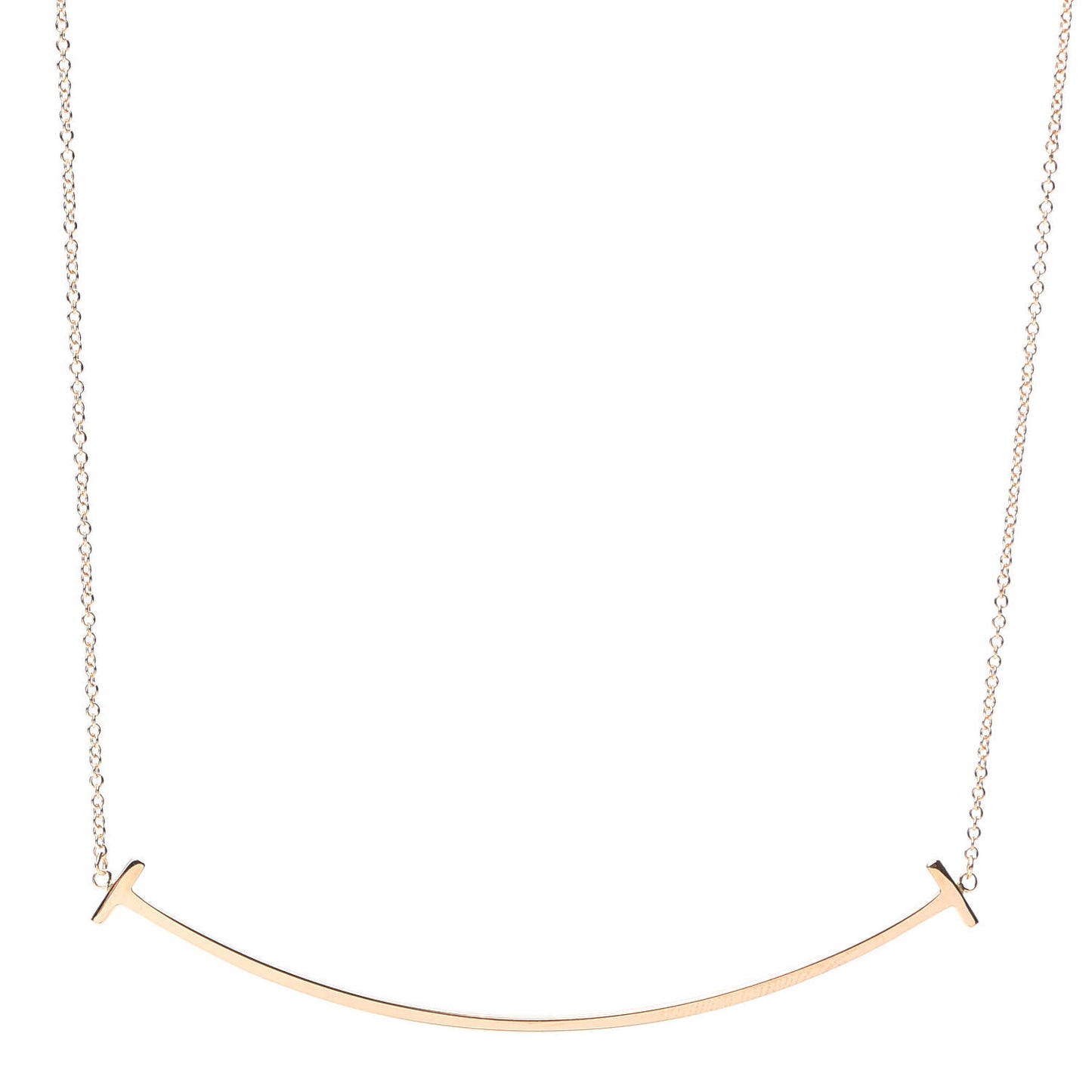 18K Rose Gold Large T Smile Pendant Necklace