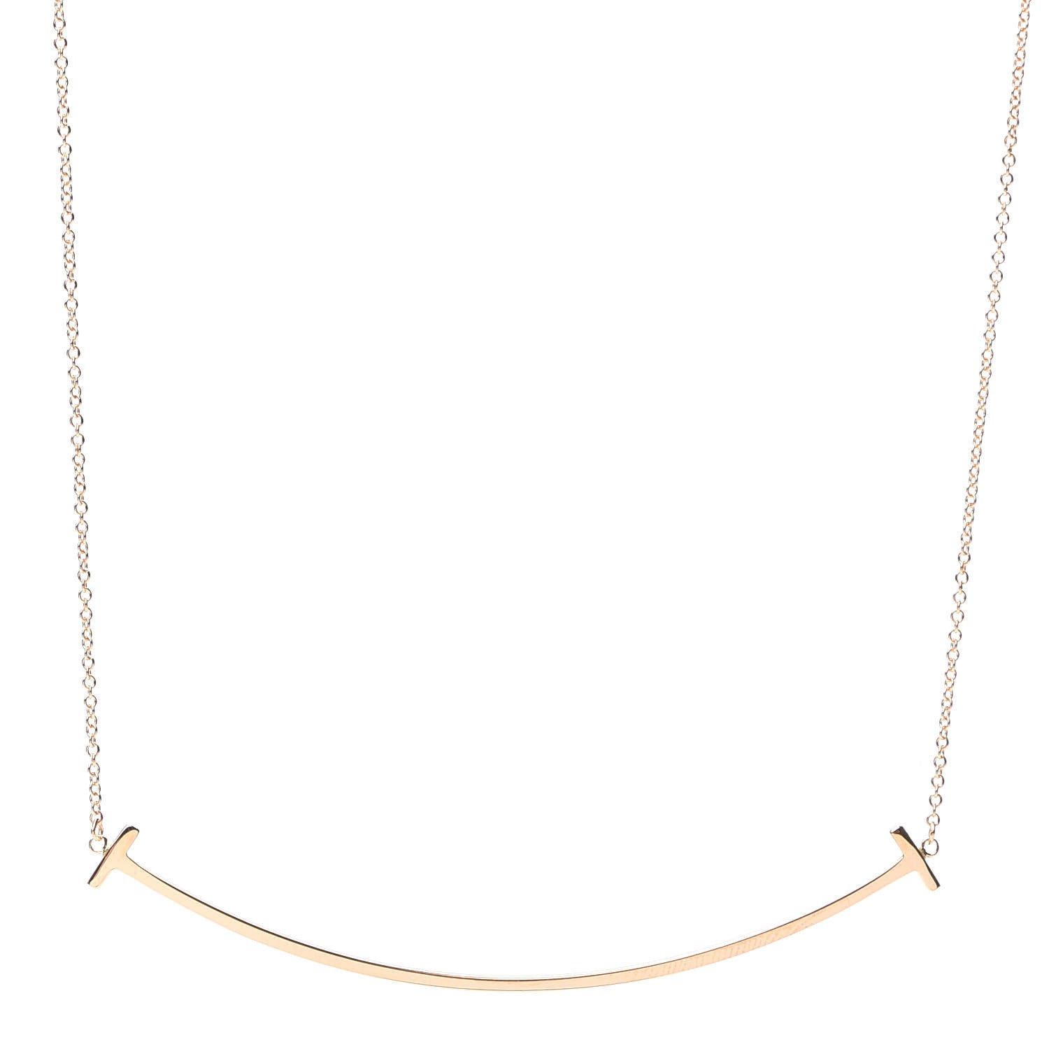 Tiffany 18K Rose Gold Large T Smile Pendant Necklace 1 of 6