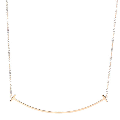 Tiffany 18K Rose Gold Large T Smile Pendant Necklace 1 of 6
