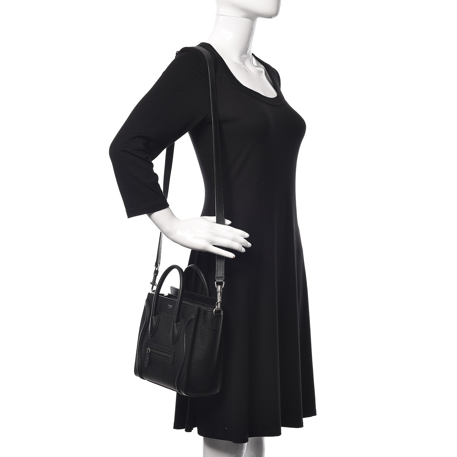Celine Drummed Calfskin Nano Luggage Black 3 of 9