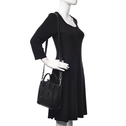 Celine Drummed Calfskin Nano Luggage Black 3 of 9