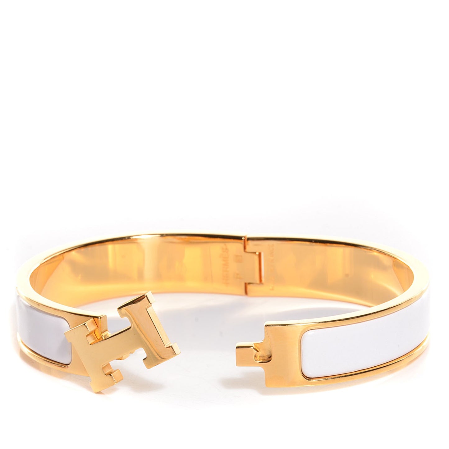 Enamel Narrow Clic H Bracelet PM White
