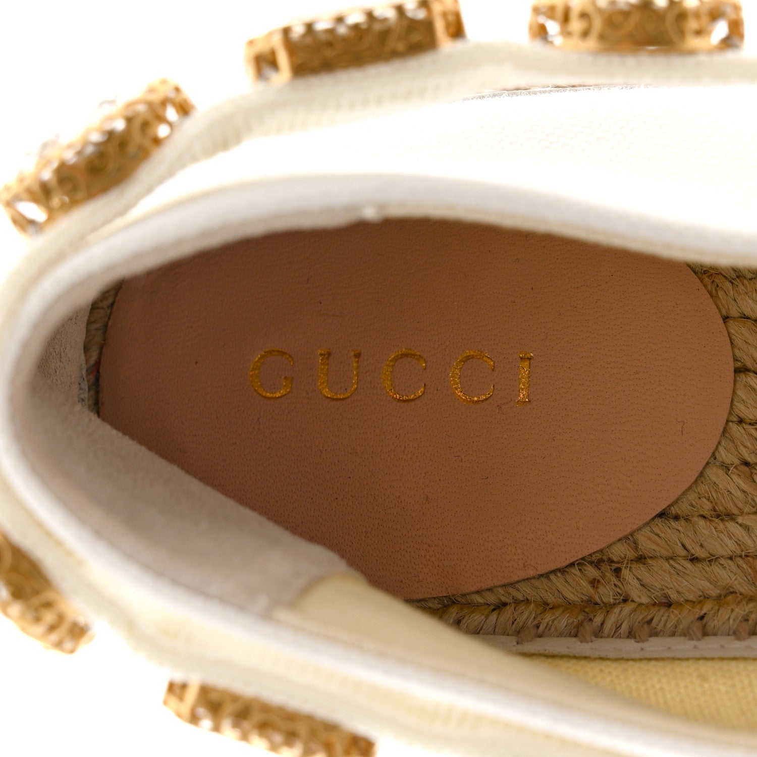 Gucci Canvas Crystal Embellished Platform Espadrilles 37 Great White 7 of 9