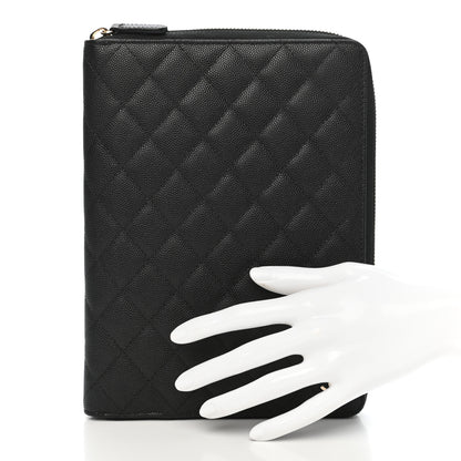 Chanel Caviar Quilted Zip Around Notebook Agenda Cover Black 2 of 7