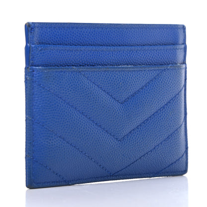 Saint Laurent Grain De Poudre Matelasse Monogram Credit Card Case Blue Majorelle 3 of 8