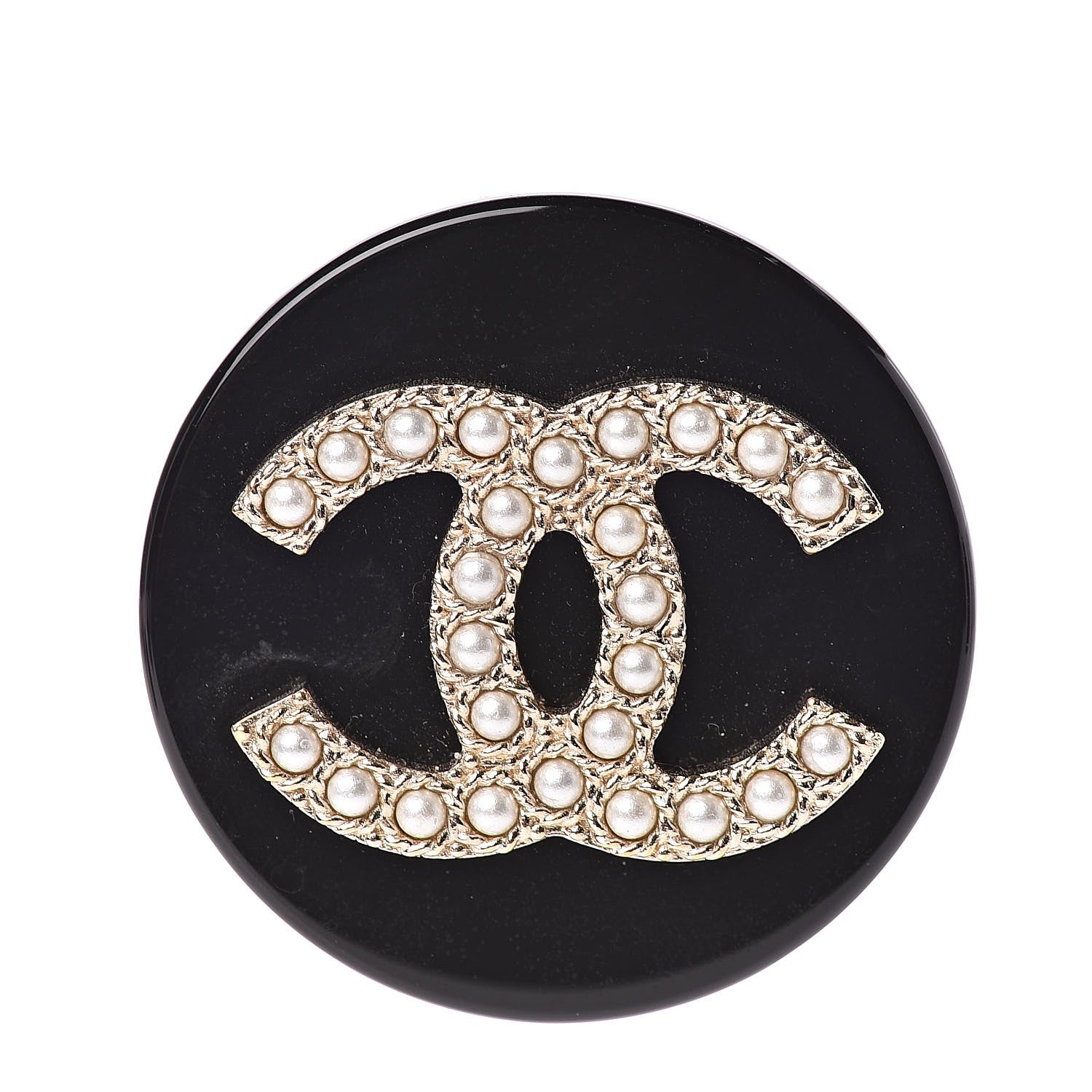 Chanel Resin Pearl Brooch Black 1 of 5
