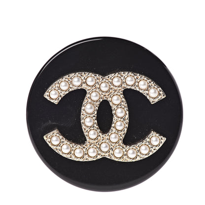 Chanel Resin Pearl Brooch Black 1 of 5