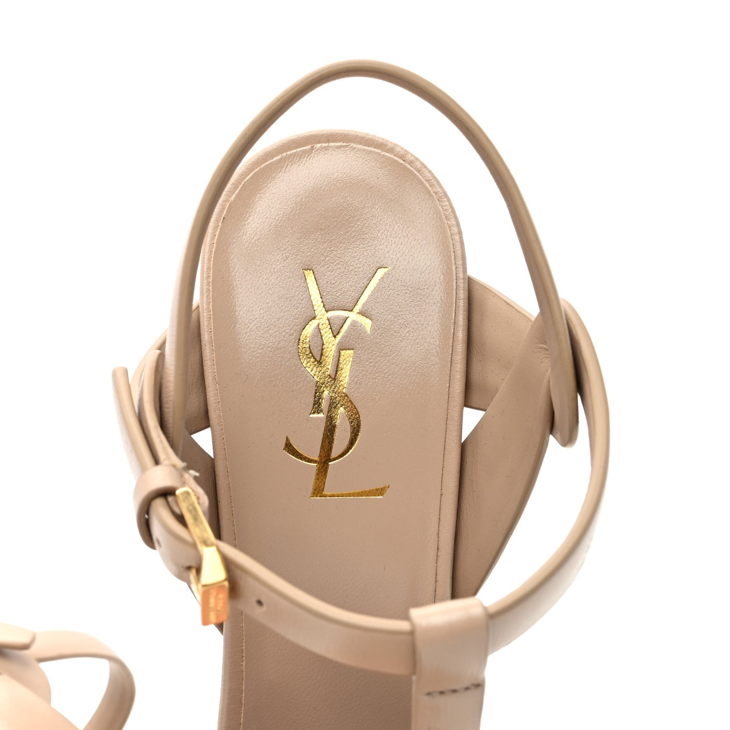 Calfskin Tribute 105 Platform Sandals 38.5 Dark Beige