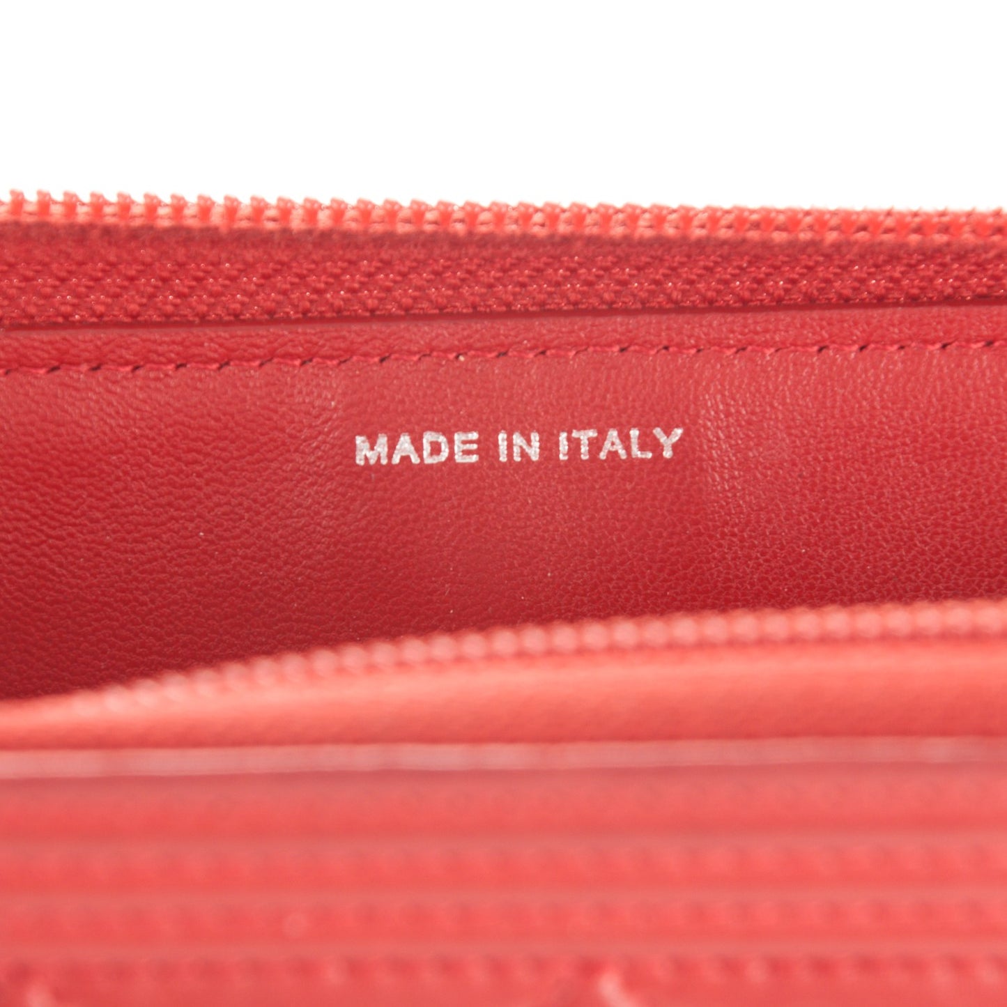Lambskin Quilted Small Boy Zip Around Wallet Red
