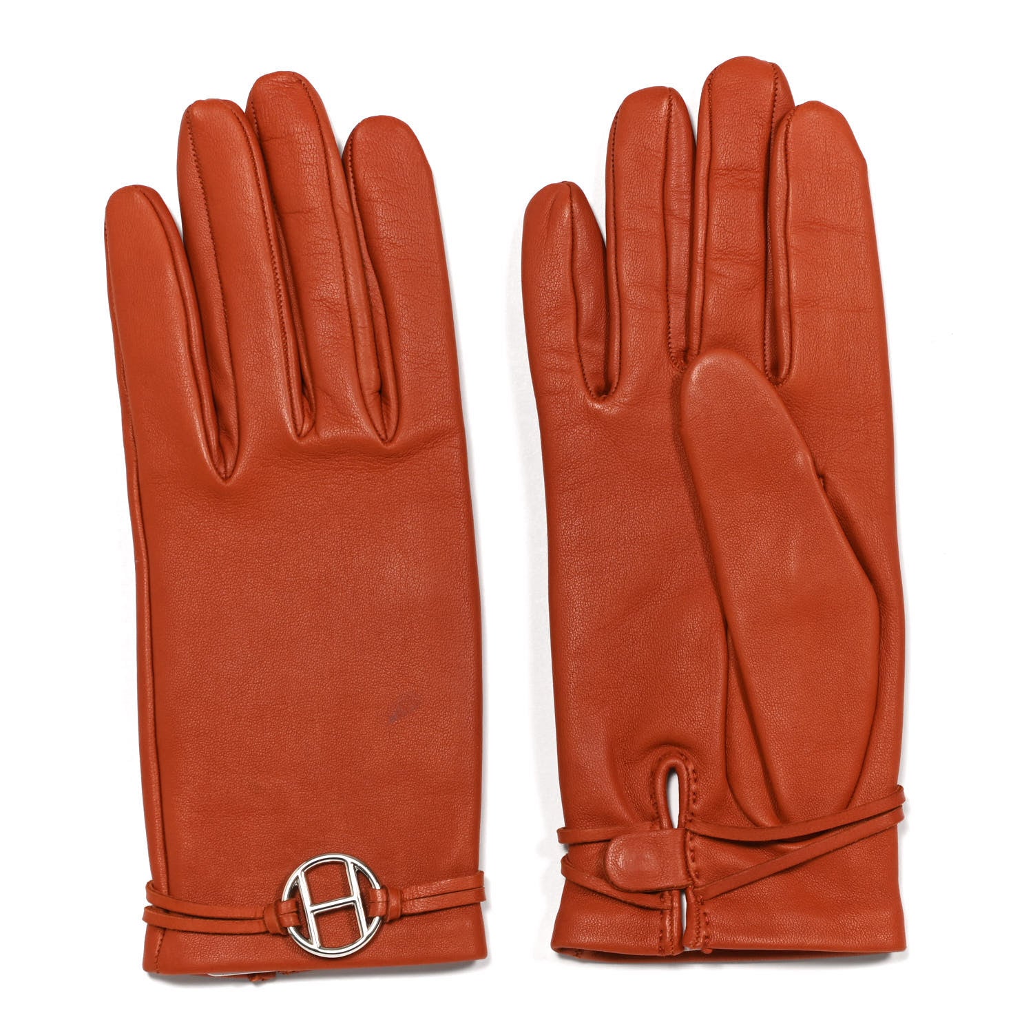Hermes Lambskin Gloves Orange 1 of 5