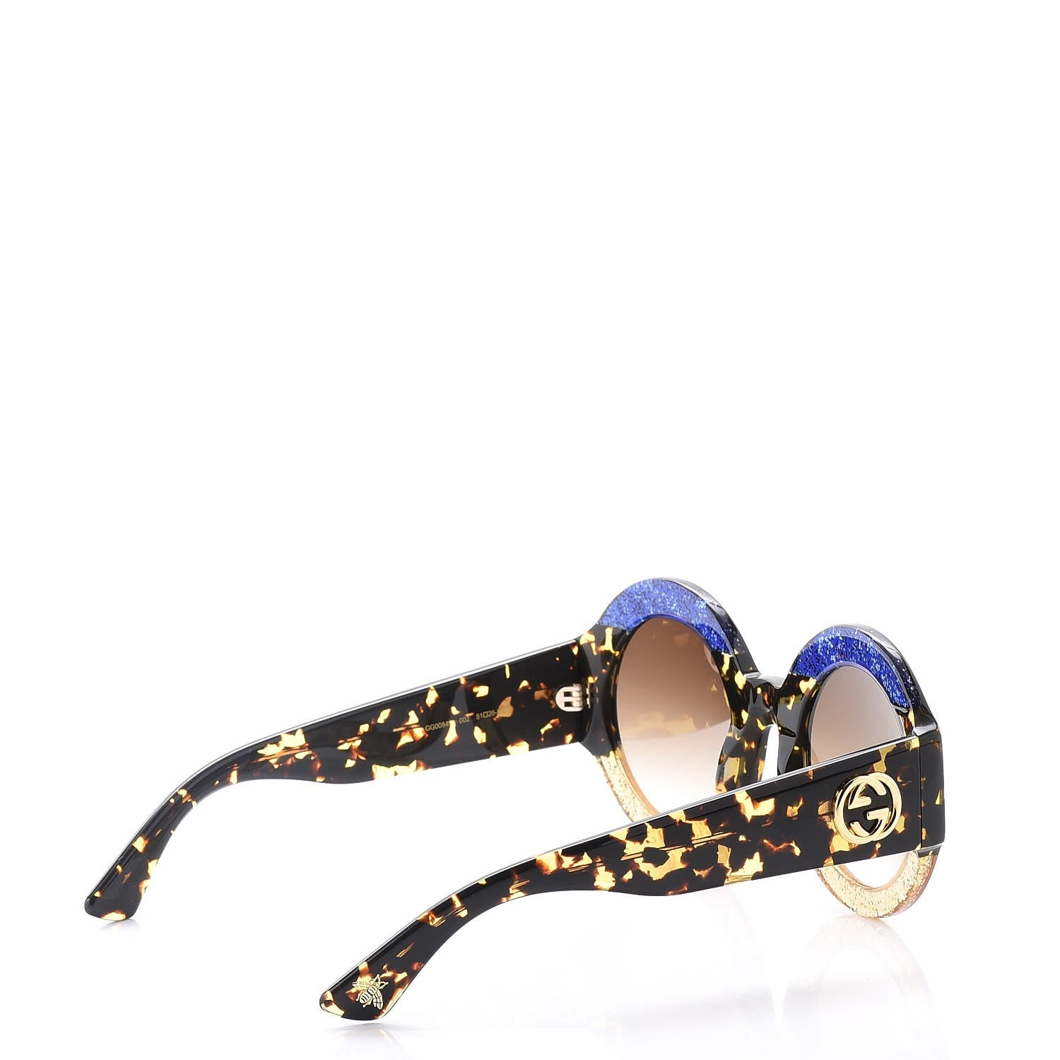 Gucci Acetate Round GG0084S Sunglasses Glitter Blue Multi 4 of 9