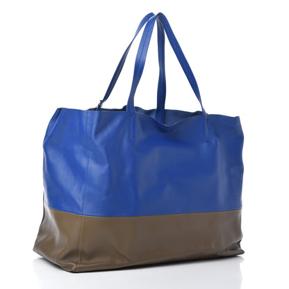 Celine Lambskin Horizontal Bi-Color Cabas Royal Blue Khaki 3 of 9