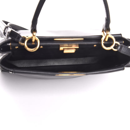 Fendi Vitello Morgan Shiny Nappa Medium Peekaboo Iconic Satchel Black 7 of 16