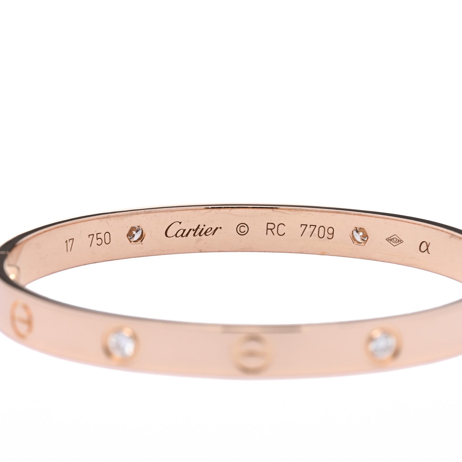 Cartier 18K Pink Gold 4 Diamond LOVE Bracelet 17 4 of 8