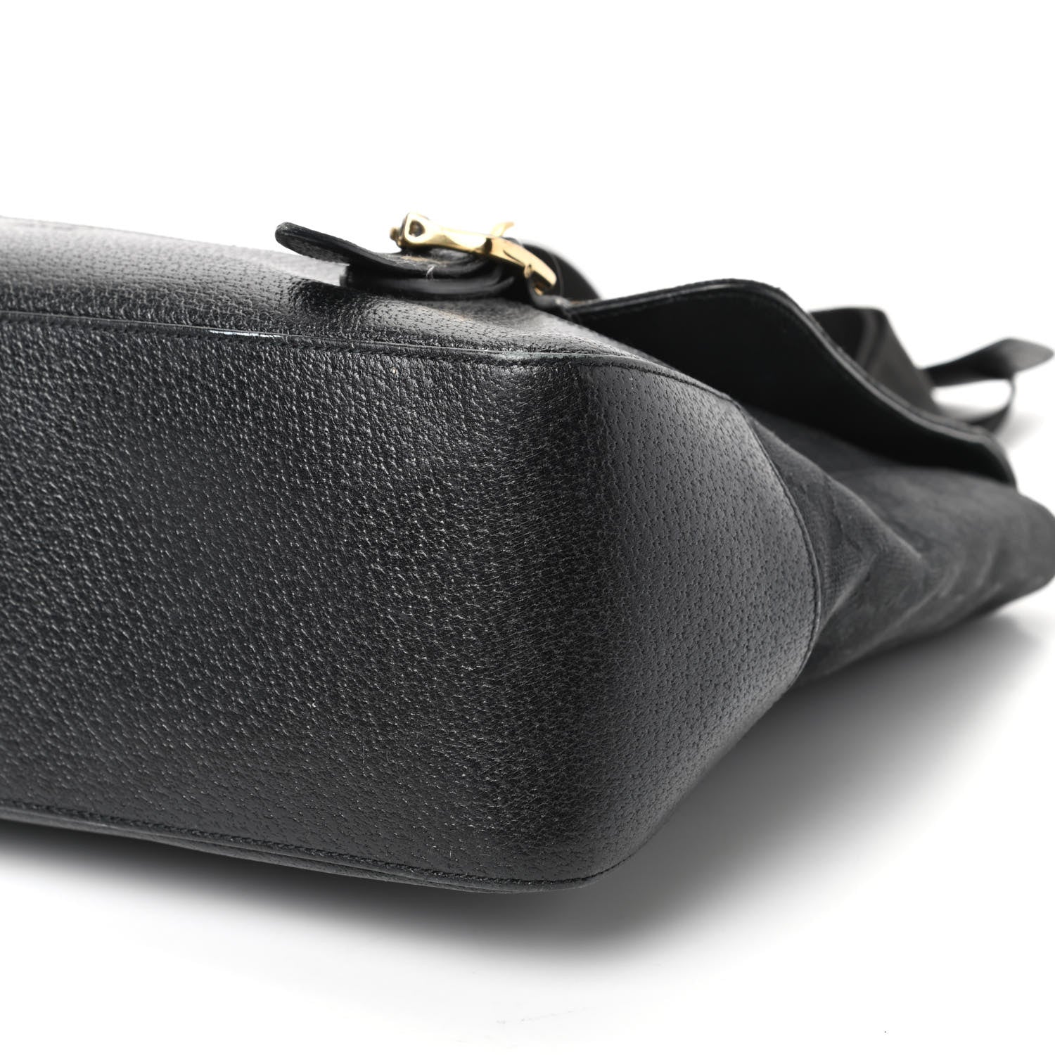 Gucci Monogram Calfskin Double Buckle Flap Messenger Bag Black 9 of 11