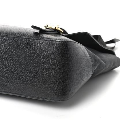 Gucci Monogram Calfskin Double Buckle Flap Messenger Bag Black 9 of 11