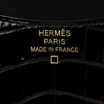 Hermes Shiny Alligator Constance Slim Wallet Black 7 of 12